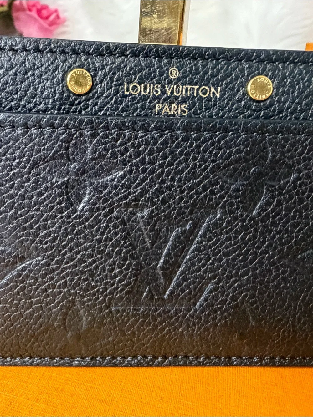 Louis Vuitton Black Empreinte Monogram Leather Card Case COA Full Set